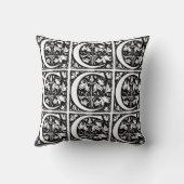 Monogram C Initiaal Black en White Floral Pattern Kussen (Achterkant)