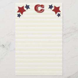 Monogram C / Initiaal C Stars & Stripes Stationery Briefpapier