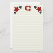 Monogram C / Initiaal C Stars & Stripes Stationery Briefpapier (Voorkant / Achterkant)