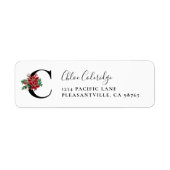 Monogram C Kerst Poinsettia Retouradres Etiket (Voorkant)
