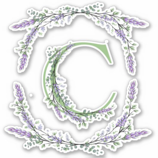 Monogram C lavendel Eucalyptus Sticker (Voorkant)