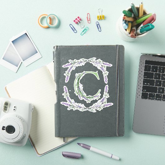 Monogram C lavendel Eucalyptus Sticker (iPad Cover)