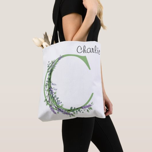 Monogram C lavendel Eucalyptus Tote Bag (Dichtbij)