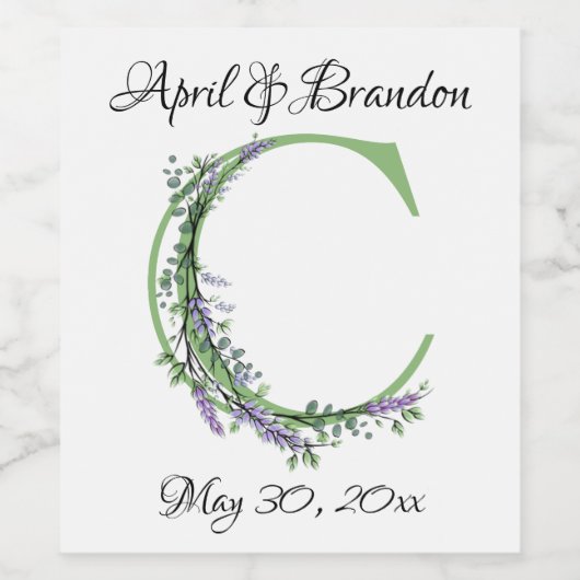 Monogram C lavendel Eucalyptus Wijn Etiket (Enkel label)