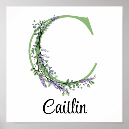 Monogram C Lavender Eucalyptus kwekerij Poster (Voorkant)