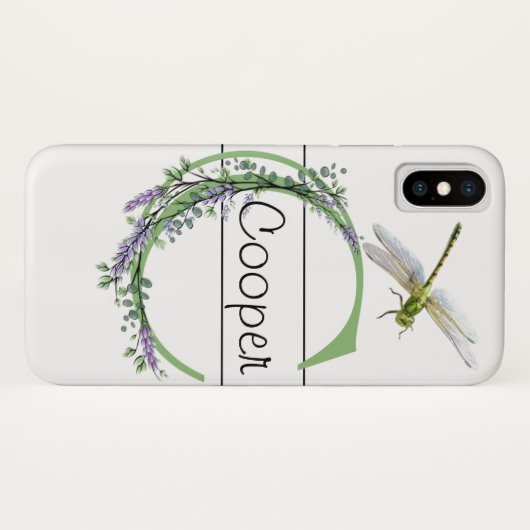 Monogram C Lavender Eucalyptus met Dragonfly Case-Mate iPhone Case (Achterkant (horizontaal))