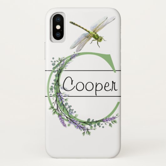 Monogram C Lavender Eucalyptus met Dragonfly Case-Mate iPhone Case (Achterkant)