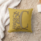 Monogram C Mosterdgeel Familie Bruiloft, Verjaarda Kussen (Deken)