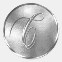 Monogram C NONMETALLIC Silver Envelope Seal Ronde Sticker