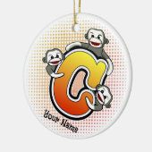 Monogram C Sock Monkey Keramisch Ornament (Links)
