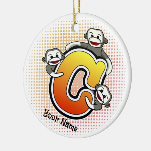 Monogram C Sock Monkey Keramisch Ornament (Links)