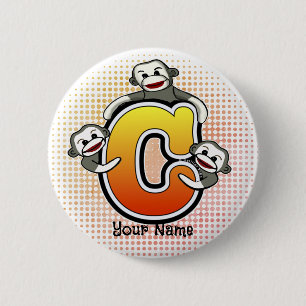 Monogram C Sock Monkey Ronde Button 5,7 Cm