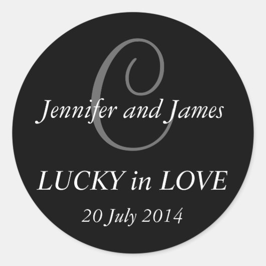 Monogram C Stickers voor Bruiloften Zwart (Voorkant)