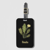 Monogram Cactus Bloem zwart Bagagelabel (Voorkant (verticaal))