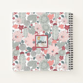 Monogram Cactus Roze Munt Succulenten Bloemen Notitieboek (Achterkant)