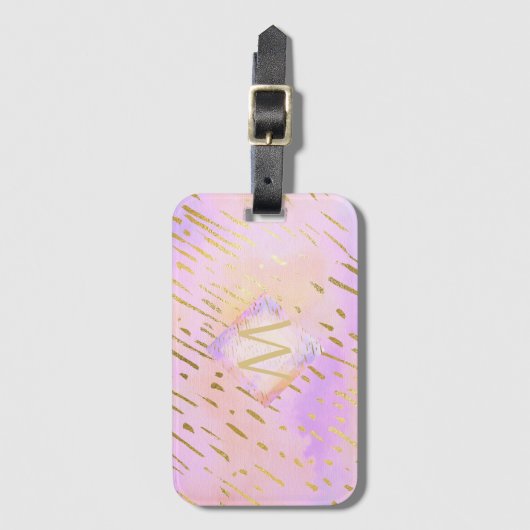 Monogram-cadeaus voor meisjes die van roze goud ho bagagelabel (Voorkant (verticaal))