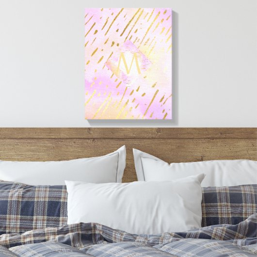 Monogram cadeaus voor meisjes die van roze goud ho canvas afdruk (Insitu (Slaapkamer))