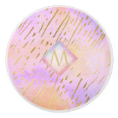 Monogram cadeaus voor meisjes die van roze goud ho keramische knop (Voorkant)