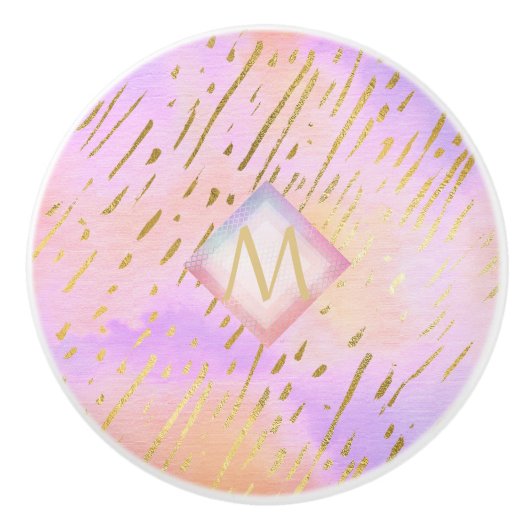 Monogram cadeaus voor meisjes die van roze goud ho keramische knop (Voorkant)