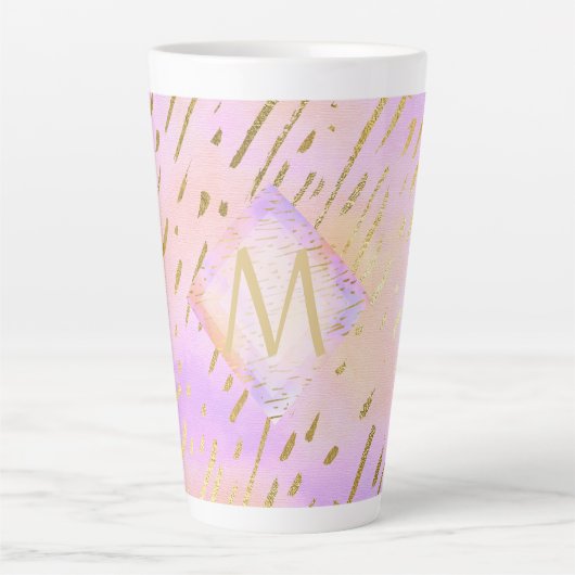 Monogram cadeaus voor meisjes die van roze goud ho latte mok (Voorkant)
