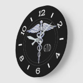 Monogram Caduceus Medical Symbool op zwart Grote Klok (Hoek)