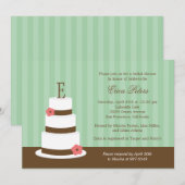 Monogram Cake Bridal Shower Uitnodiging - Groen (Voorkant / Achterkant)