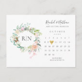 Monogram Calendar Gold Heart slaat de datum op Aankondigingskaart (Voorkant)
