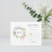 Monogram Calendar Gold Heart slaat de datum op Aankondigingskaart (Staand voorkant)
