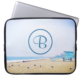 Monogram California Beach Lifeguard Booth Foto Laptop Sleeve
