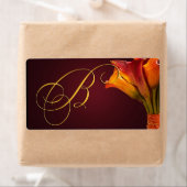 Monogram Calla Lily Trouwstickers Etiket (Insitu)