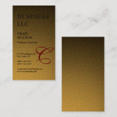 Monogram Calligrafie Gold Tones Visitekaartje (Voorkant / Achterkant)