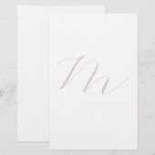 Monogram Calligrafie Uniek Plain Modern Briefpapier (Voorkant / Achterkant)