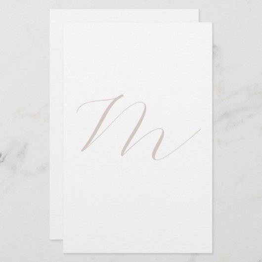 Monogram Calligrafie Uniek Plain Modern Briefpapier (Voorkant / Achterkant)