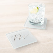 Monogram Calligrafie Uniek Plain Modern Glazen Onderzetter (Schuin)