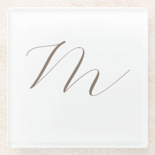 Monogram Calligrafie Uniek Plain Modern Glazen Onderzetter