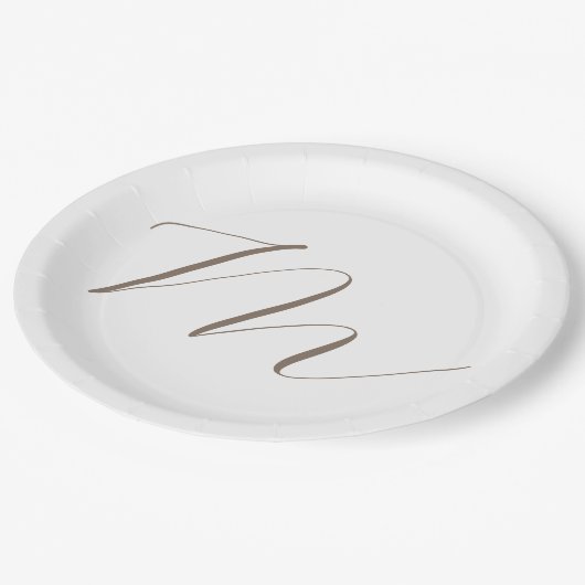 Monogram Calligrafie Uniek Plain Modern Papieren Bordje (Gekanteld)