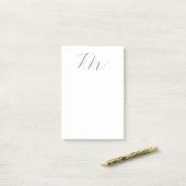 Monogram Calligrafie Uniek Plain Modern Post-it® Notes (Op bureau)