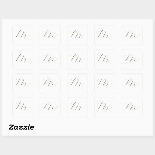 Monogram Calligrafie Uniek Plain Modern Vierkante Sticker (Vel)