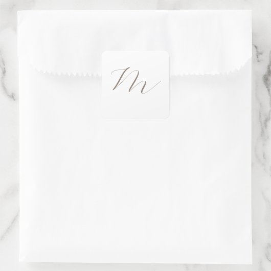 Monogram Calligrafie Uniek Plain Modern Vierkante Sticker (Tas)