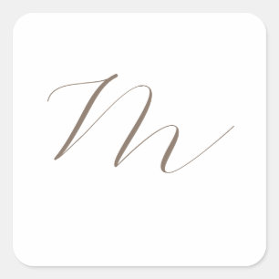 Monogram Calligrafie Uniek Plain Modern Vierkante Sticker