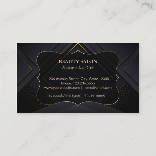 Monogram Calligraphy Gold Professional Makeup Visitekaartje (Achterkant)