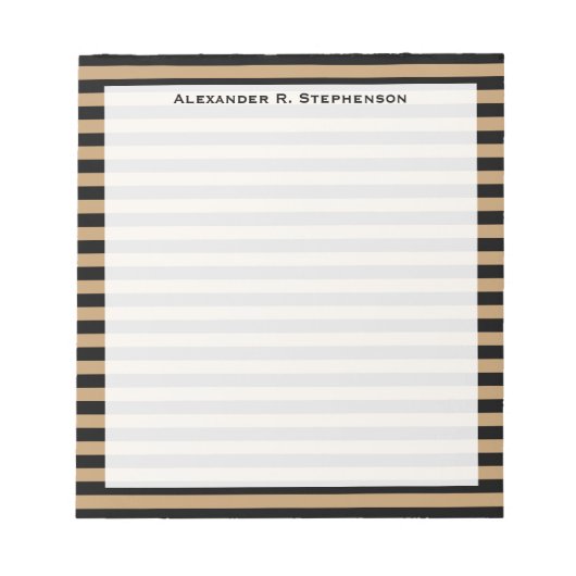 Monogram Camel Brown en Black Stripe Notitieblok (Voorkant)