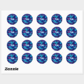 Monogram Camouflage Donkerblauw & Paarse Ronde Sticker (Vel)