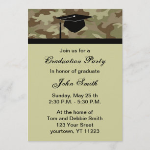 Monogram Camouflage Graduation Party Invitation Kaart