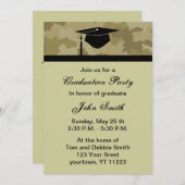 Monogram Camouflage Graduation Party Uitnodiging (Voorkant / Achterkant)