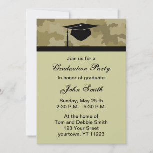 Monogram Camouflage Graduation Party Uitnodiging