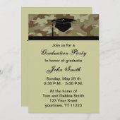 Monogram Camouflage Graduation Party Uitnodiging (Voorkant / Achterkant)