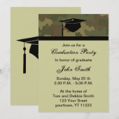 Monogram Camouflage Graduation Party Uitnodiging (Voorkant / Achterkant)