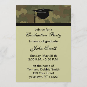 Monogram Camouflage Graduation Party Uitnodiging