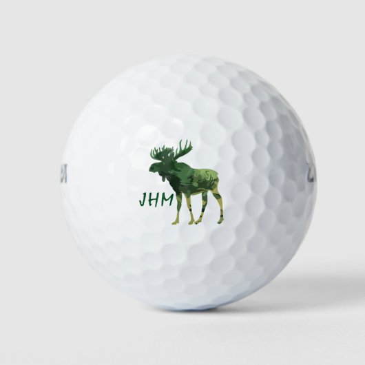Monogram Camouflage Moose Dierlijke Natuur kunst Golfballen (Voorkant)